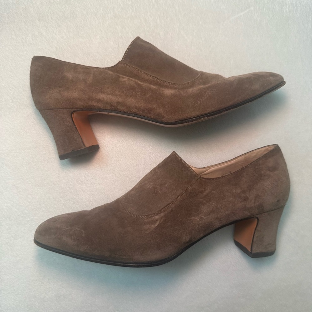 Vintage Ferragamo Brown Suede Mules Pumps